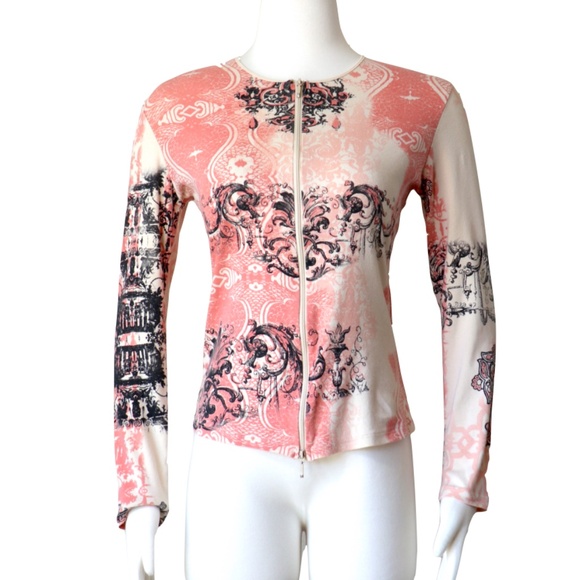 Long sleeve dual zip cotton knit top - Picture 2 of 6